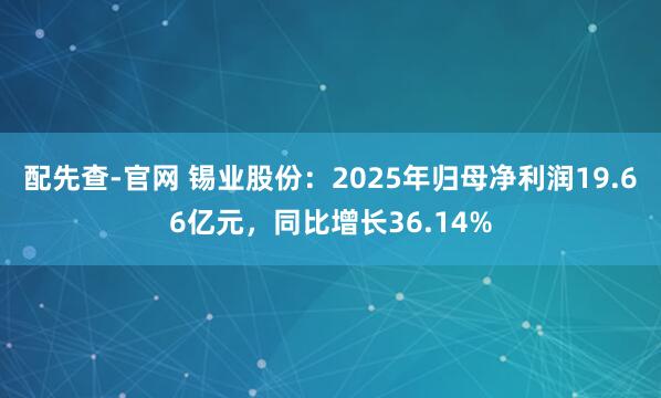 配先查-官网 锡业股份：2025年归母净利润19.66亿元，同比增长36.14%